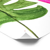 Tropische Flamingo roze palmbladeren Groene kunst Perfect Poster (Hoek)