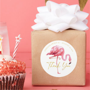 Tropische Flamingo Sweet 16 Dank u ID922 Ronde Sticker
