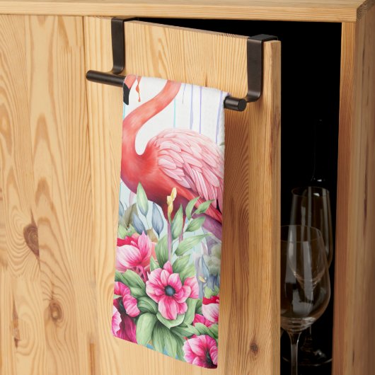  tropische flamingo theedoek (Derde Gevouwen)