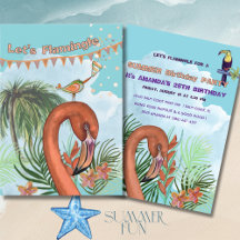 Tropische Flamingo & Toekan Verjaardagsuitnodiging