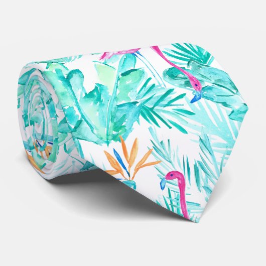 Tropische Flamingo & vogel van het Paradise Stropd Stropdas (Opgerold)
