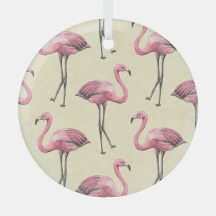 Tropische Flamingo: Waterverf Behang Verrukking. Glas Ornament