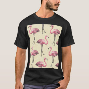 Tropische Flamingo: Waterverf Behang Verrukking. T-shirt