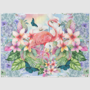 Tropische Flamingo & Waterverf Bloemen Tissuepapier