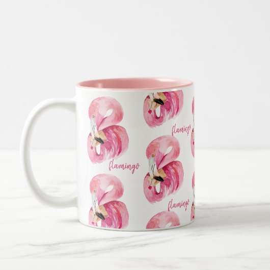 Tropische Flamingo Waterverf Mok | Pink Exotic (Links)