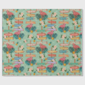 Tropische Flamingo Winter Cadeaupapier (Vlak)