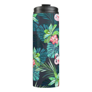 Tropische Flamingo: Zomerbloemenpatroon Thermosbeker