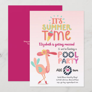 Tropische Flamingo ZWEMBAD FEESTJE Modern Fun Roze Kaart