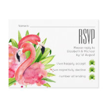 Tropische Flamingo's Bruiloft RSVP Briefkaart