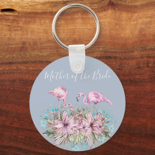 Tropische Flamingo's Bruiloft Sleutelhanger (Voorkant)