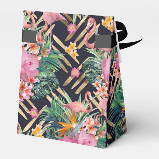 tropische flamingos en goudberoertes bedankdoosjes (Achterkant)