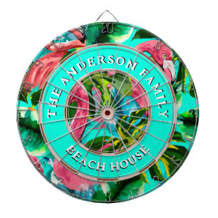 Tropische Flamingo's familienaam Beach House Dartbord