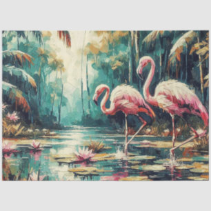 Tropische Flamingo's Tissue/Ambachtelijk Papier