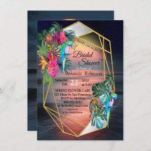 Tropische Flora Paradise bij Sunset Invitation Kaart