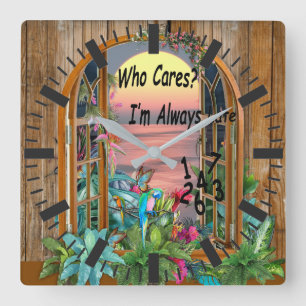 Tropische Flora Paradise bij zonsondergang Vierkante Klok