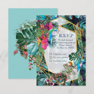 Tropische Flora Paradise & Birds RSVP-kaart RSVP Kaartje