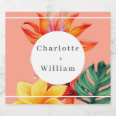 Tropische floraal sparkling wijnetiket (Enkel label)