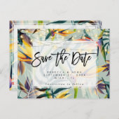tropische floraallichten bruiloft redden met datum aankondigingskaart (Voorkant / Achterkant)
