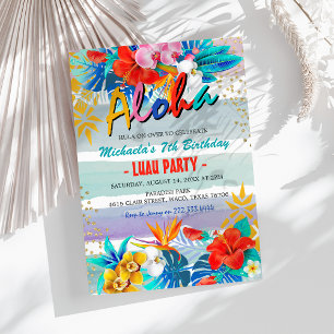 Tropische Floral Aloha Luau Birthday Party Kaart