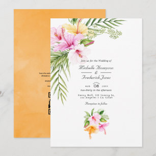 Tropische Floral Beach QR Code RSVP Weddenschap Kaart