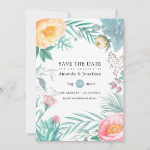 Tropische Floral Beach Summer Weddenschap Save The Date