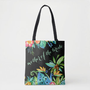 Tropische Floral Black Moeder van de Bride Tote Bag