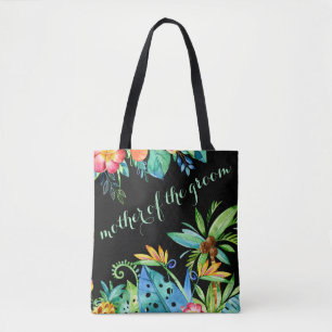 Tropische Floral Black Moeder van de Groom Tote Bag