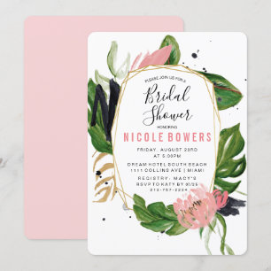 Tropische Floral Bridal Shower Invitation Kaart