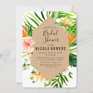 Tropische Floral Bridal Shower Invitation Kaart