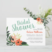 Tropische Floral Bridal Shower Invitation Kaart (Staand voorkant)