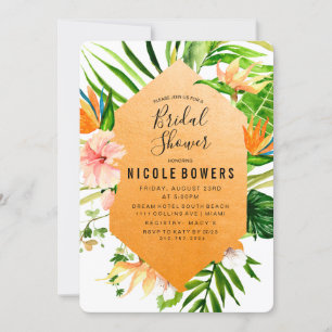 Tropische Floral Bridal Shower Invitation Kaart
