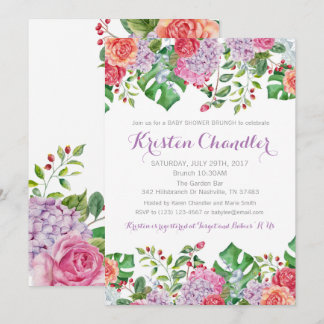 Tropische Floral Brunch Girl Baby shower Invitatio Kaart