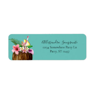 Tropische Floral & Coconut B Groene V2 het Adres v Etiket