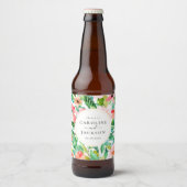 Tropische Floral Custom Wedding Bier Etiket (Voorkant)