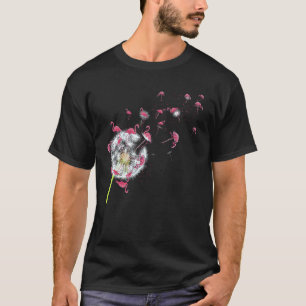 Tropische Floral Dandelion Exotic Bird Roze T-shirt