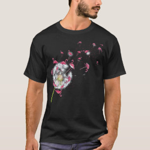 Tropische Floral Dandelion Exotic Bird Roze T-shirt