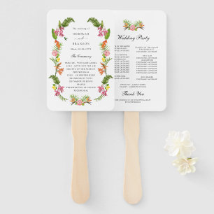 Tropische Floral en Greenery Garden Wedding Progra Handwaaier
