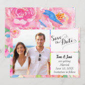 Tropische Floral foto Save the Date (Voorkant / Achterkant)