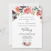 Tropische Floral Front & Back Wedding Kaart (Voorkant)