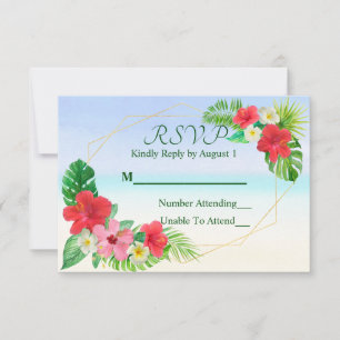 Tropische Floral Geometric Wedding RSVP Kaartje