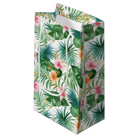 Tropische Floral Gift Bag Klein Cadeauzakje (Voorkant Gekanteld)