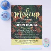 Tropische Floral Gold Script Salon Open House Flye Flyer (Enkel)