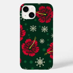 Tropische Floral Hibiscus Snowflakes kerst Case-Mate iPhone 14 Hoesje