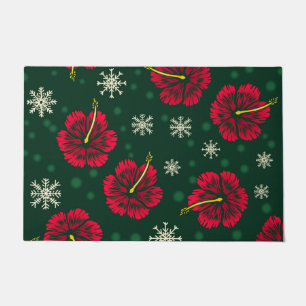 Tropische Floral Hibiscus Snowflakes kerst Deurmat