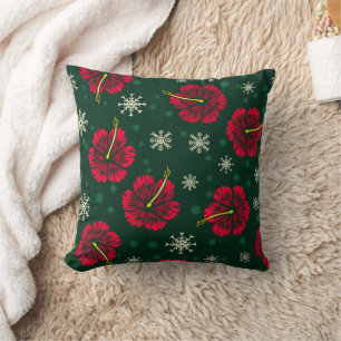 Tropische Floral Hibiscus Snowflakes kerst Kussen