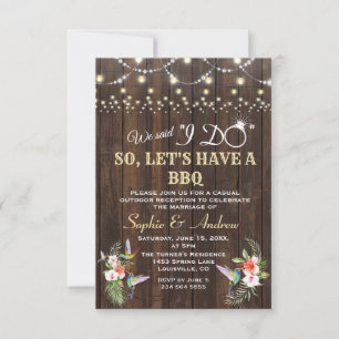 Tropische Floral Hummingbird Wood na I DO BBQ Kaart