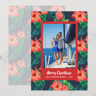 Tropische Floral kerstfoto Feestdagenkaart