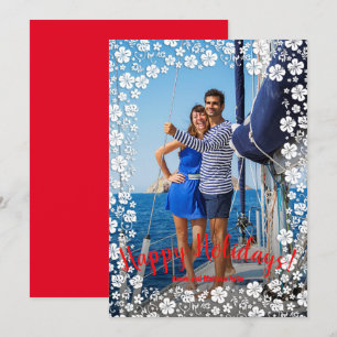 Tropische Floral kerstfoto Feestdagenkaart