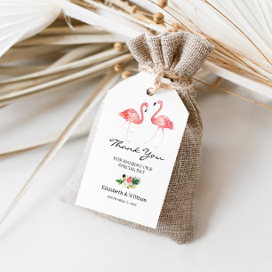 Tropische Floral laat Flamingo Favor Dank je Cadeaulabel