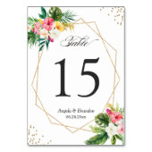 Tropische Floral laat Luau Weddenschappen Tabelnum Kaart (Achterkant)